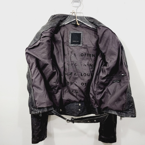 Mauritius Leather Saddy RF Studded Motorcycle Jacket in Black Women's Size M/8 - Picture 2 of 16